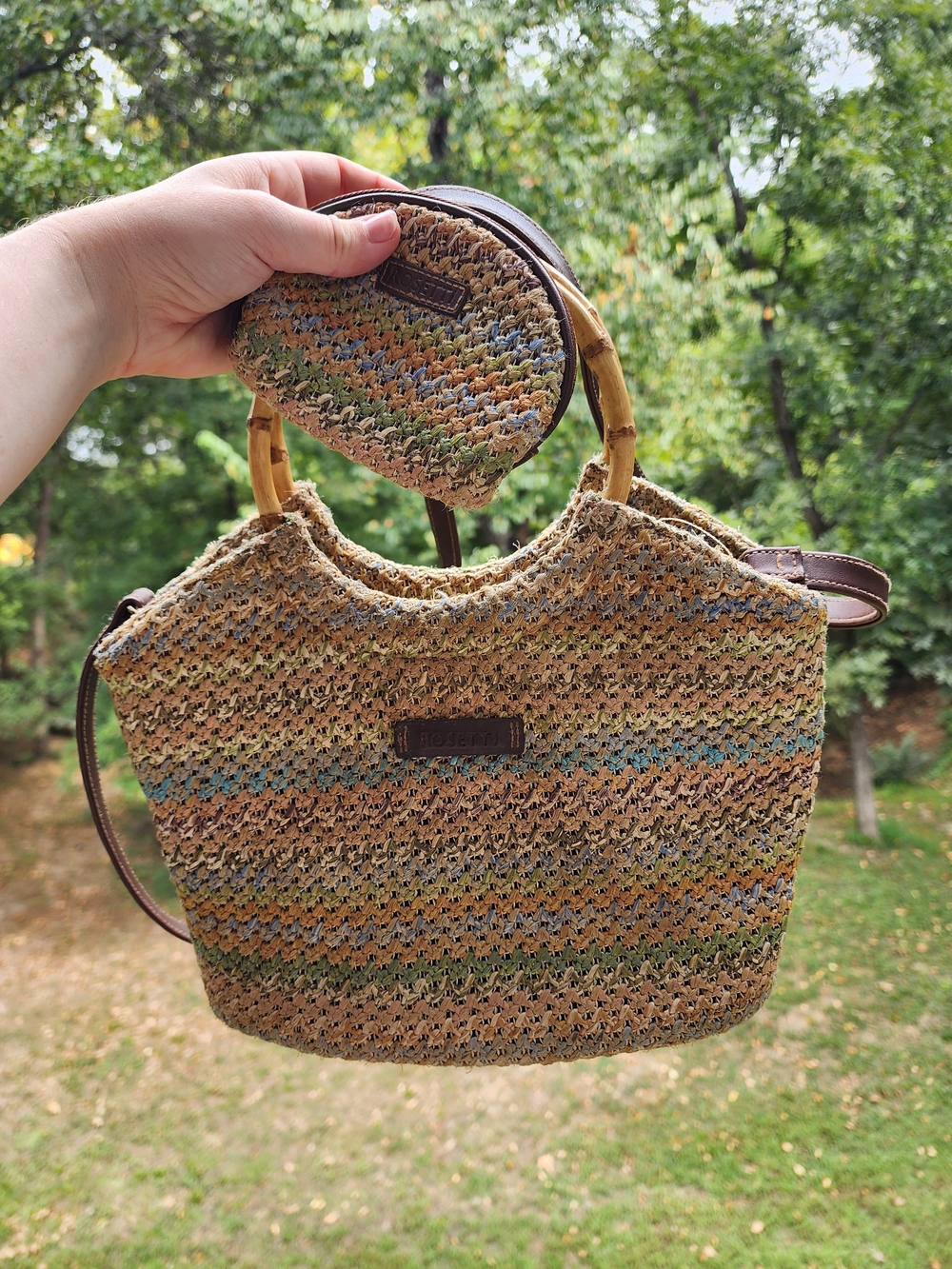 Rosetti Multicolor Straw Cosmetic Pouch